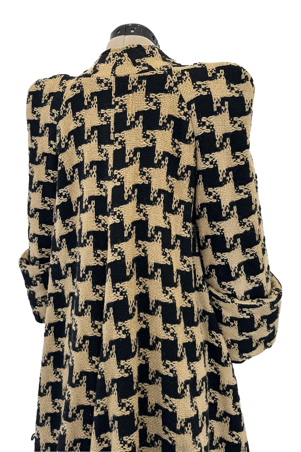 1973 Biba by Barbara Hulanicki Oversized Houndstooth Jacket w Incredible Sleeves & Shoulders