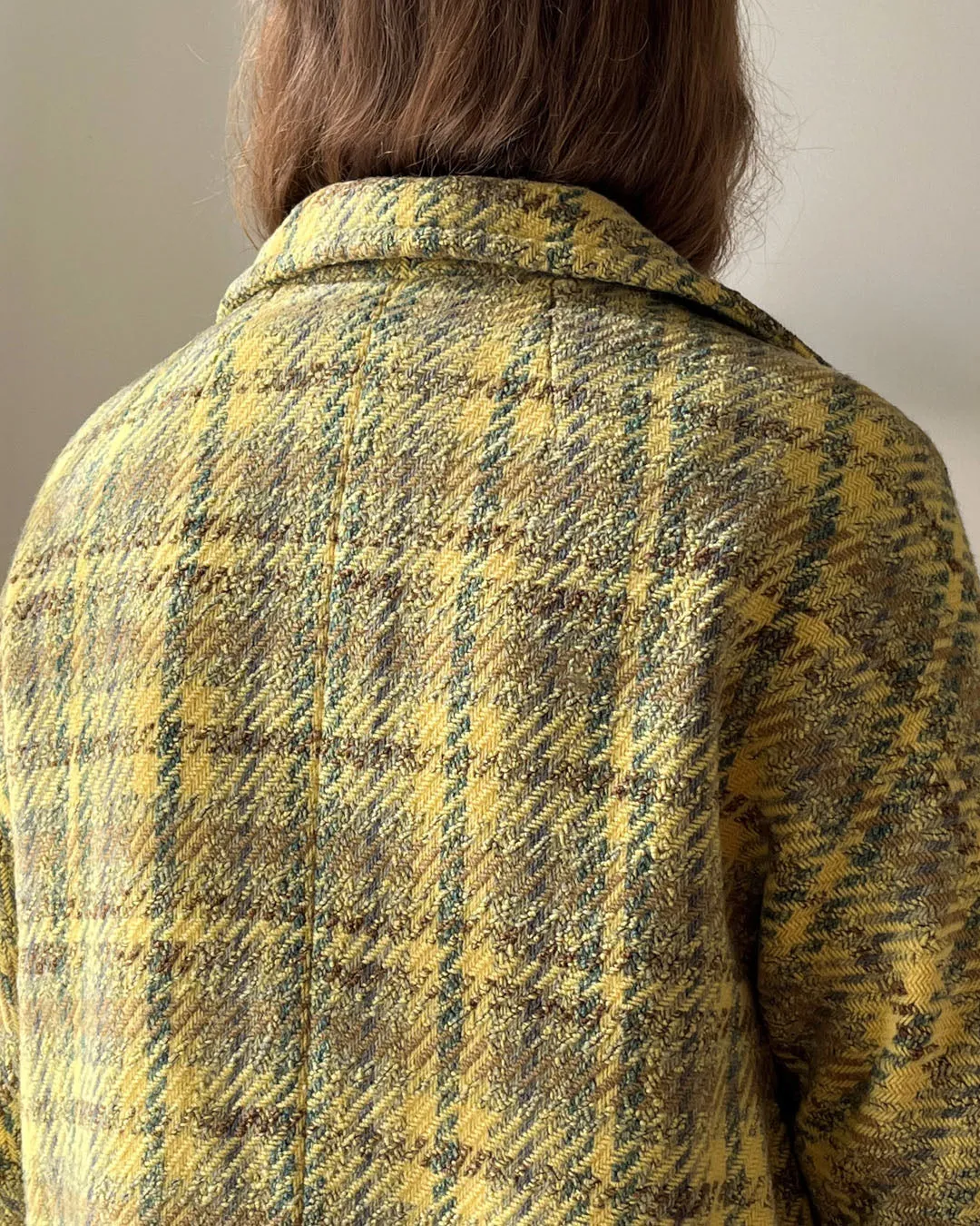 60s Yellow Tweed Wool Coat | S-M