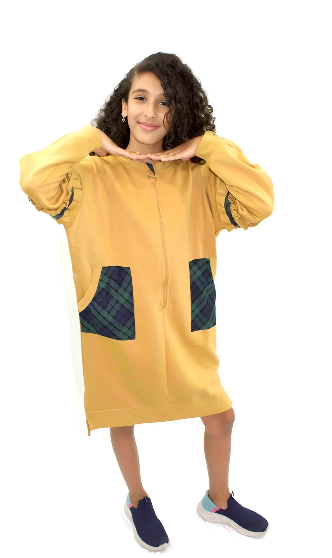 Adaptive Kids Fashion Dress: Front Long Zipper, Sleeve Easy Undressing