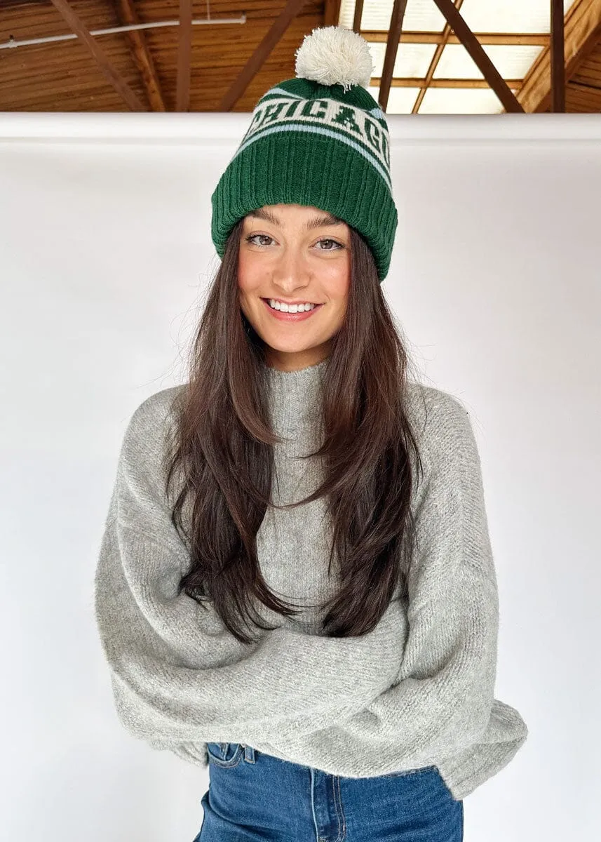 Adult Mad Hatter Chicago Pom Beanie - Emerald