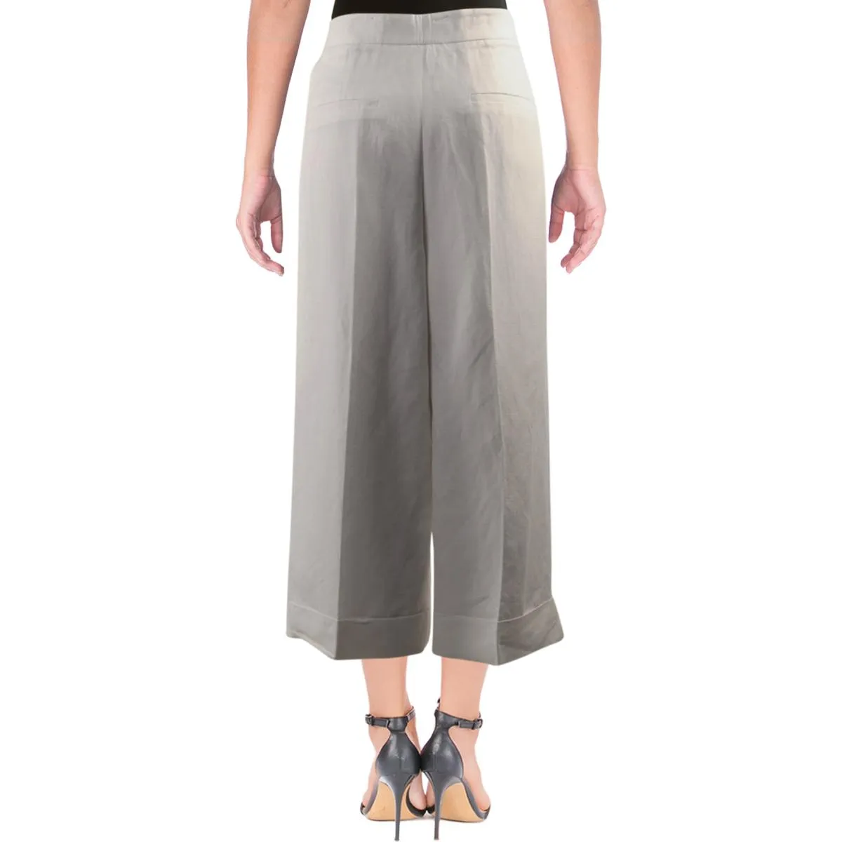 Anne Klein Womens Wide Leg Linen Blend Culottes