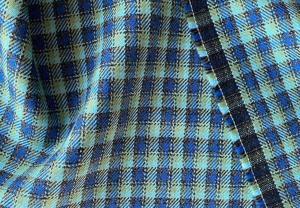 Balenciaga Seaside Plaid Twill Wool Coating (Made in Italy)