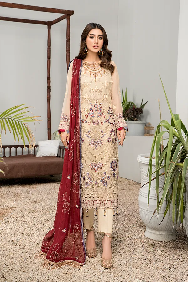 Beautiful Fancy Salwar Kameez in Cream Color #PF477