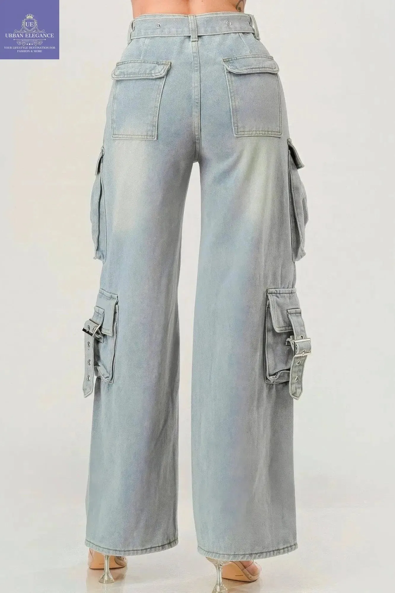 Belted Denim Cargo Jean