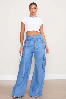 Belted Wide Leg Cargo Pants