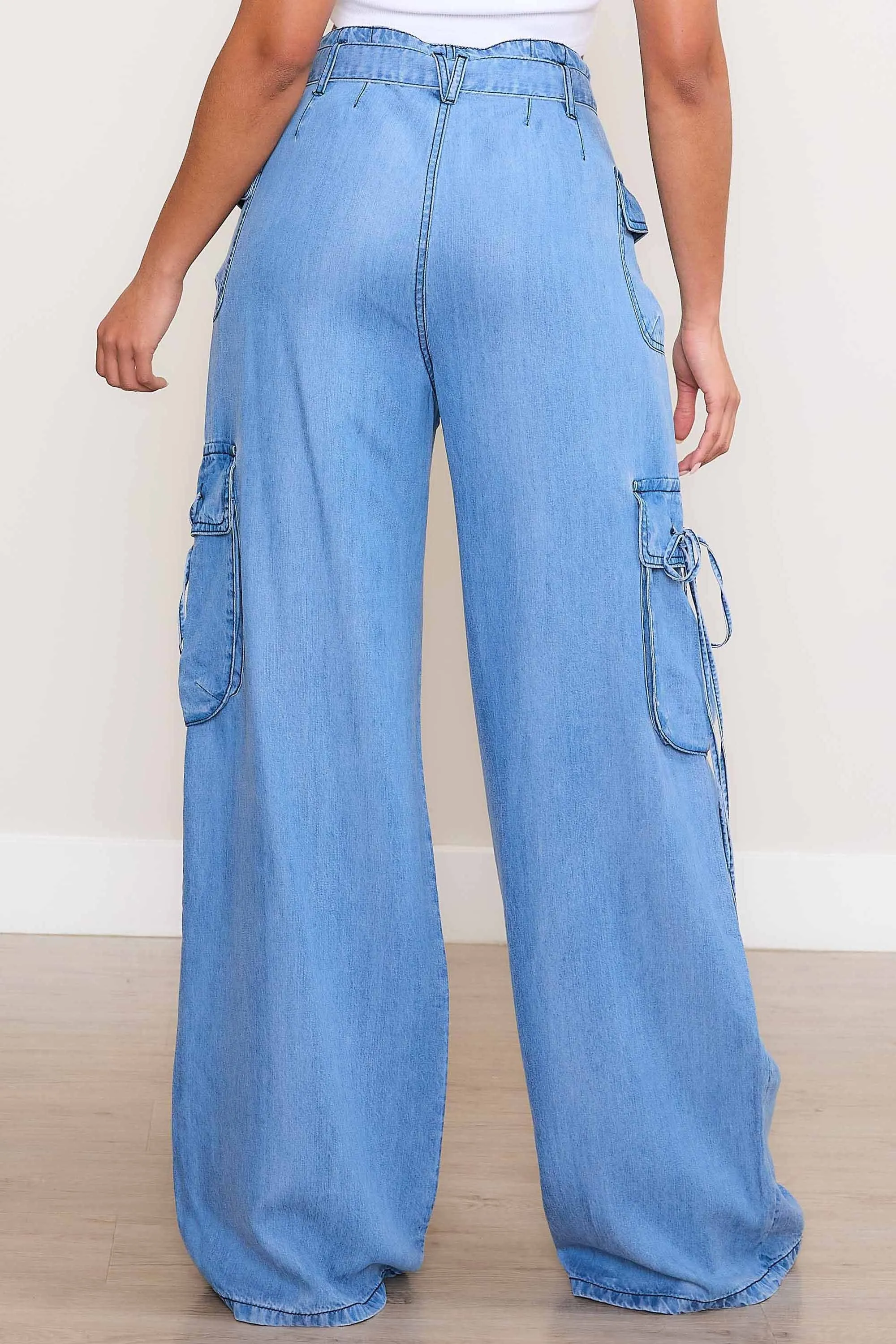 Belted Wide Leg Cargo Pants