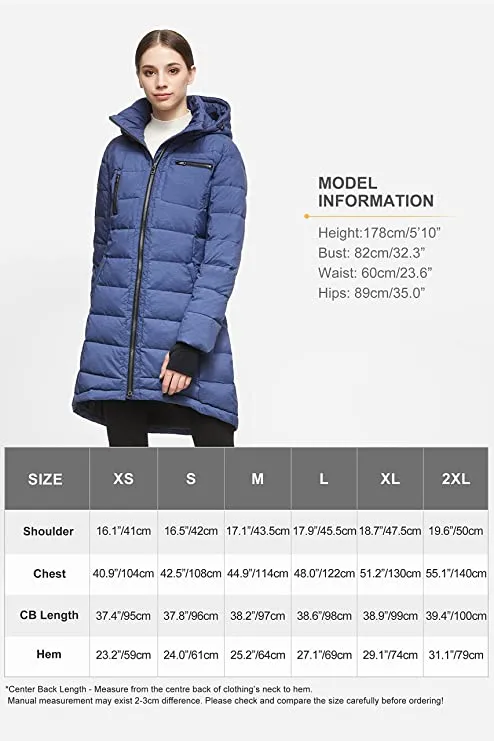 Blue Ladies Hooded Down Jacket Mid-Length Outwear Coat - Orolay