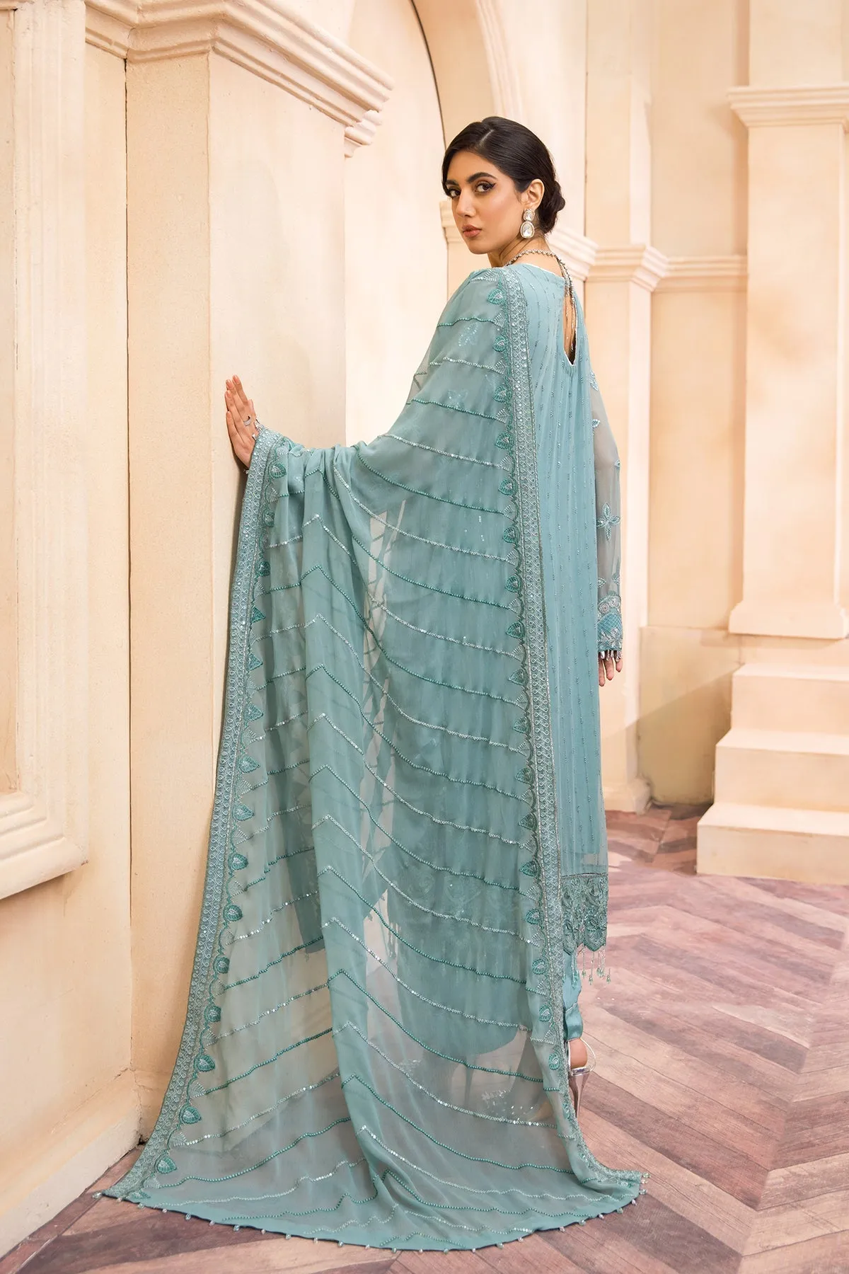 Blue Salwar Kameez with Beautiful Embellishments #PF446