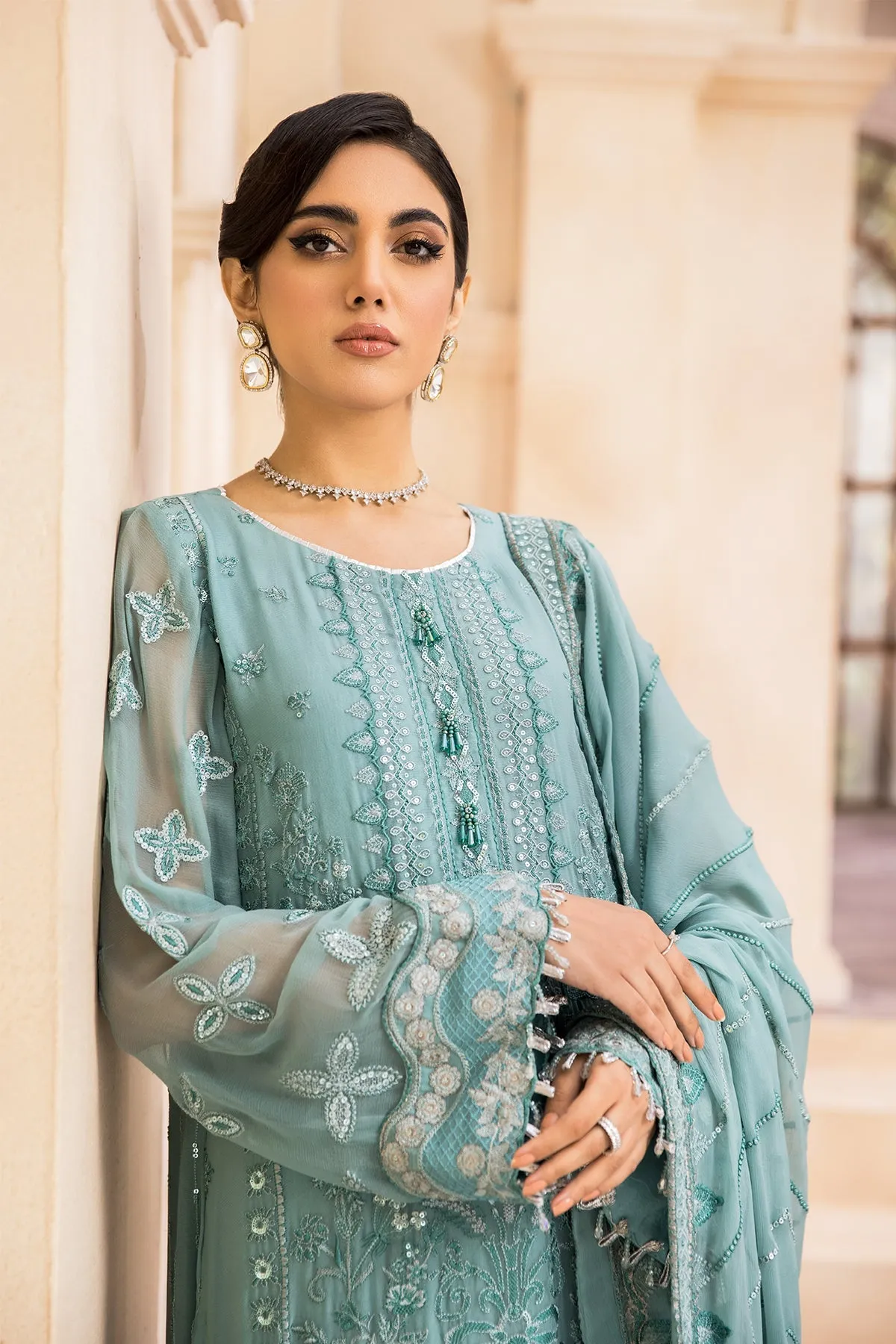 Blue Salwar Kameez with Beautiful Embellishments #PF446