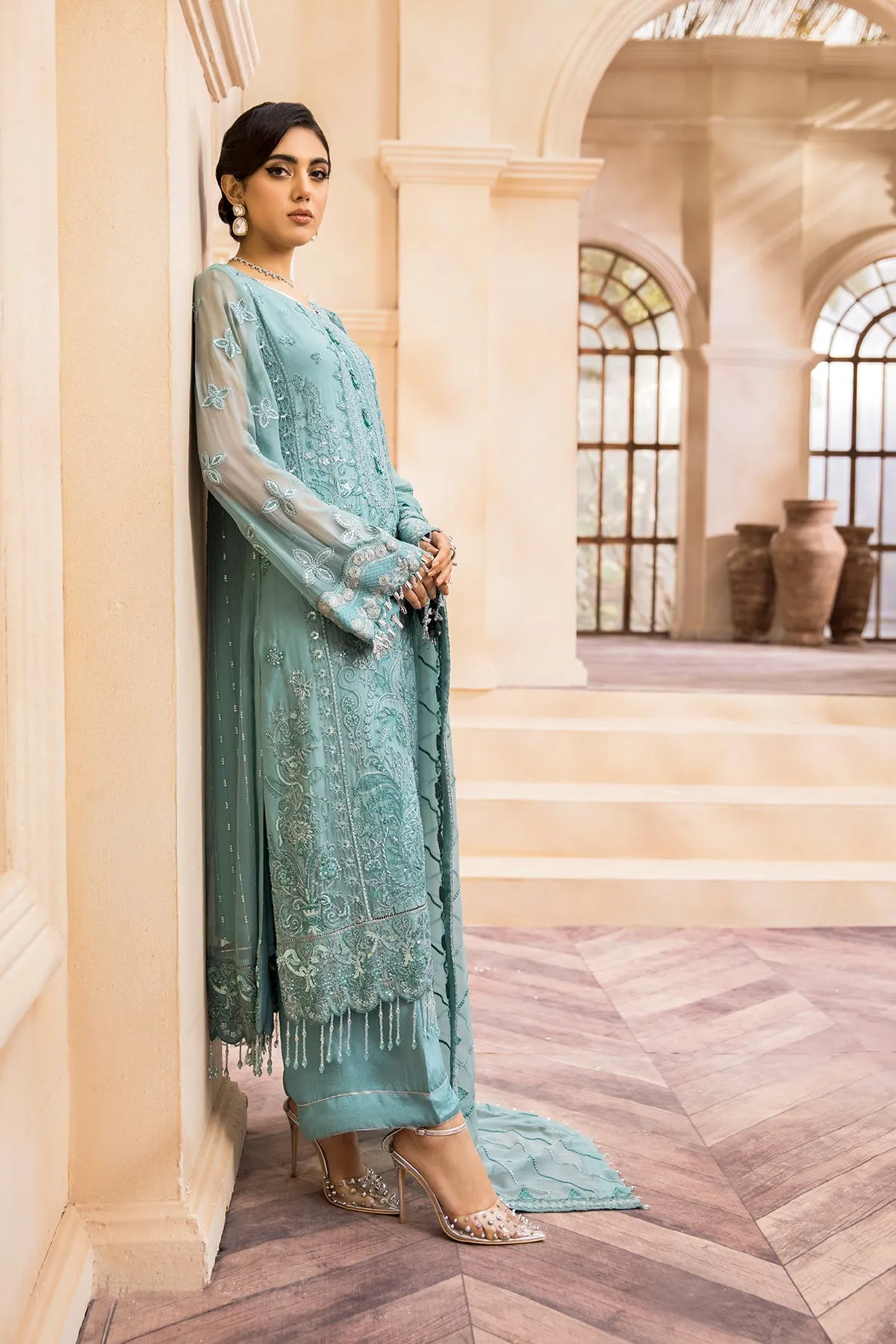 Blue Salwar Kameez with Beautiful Embellishments #PF446