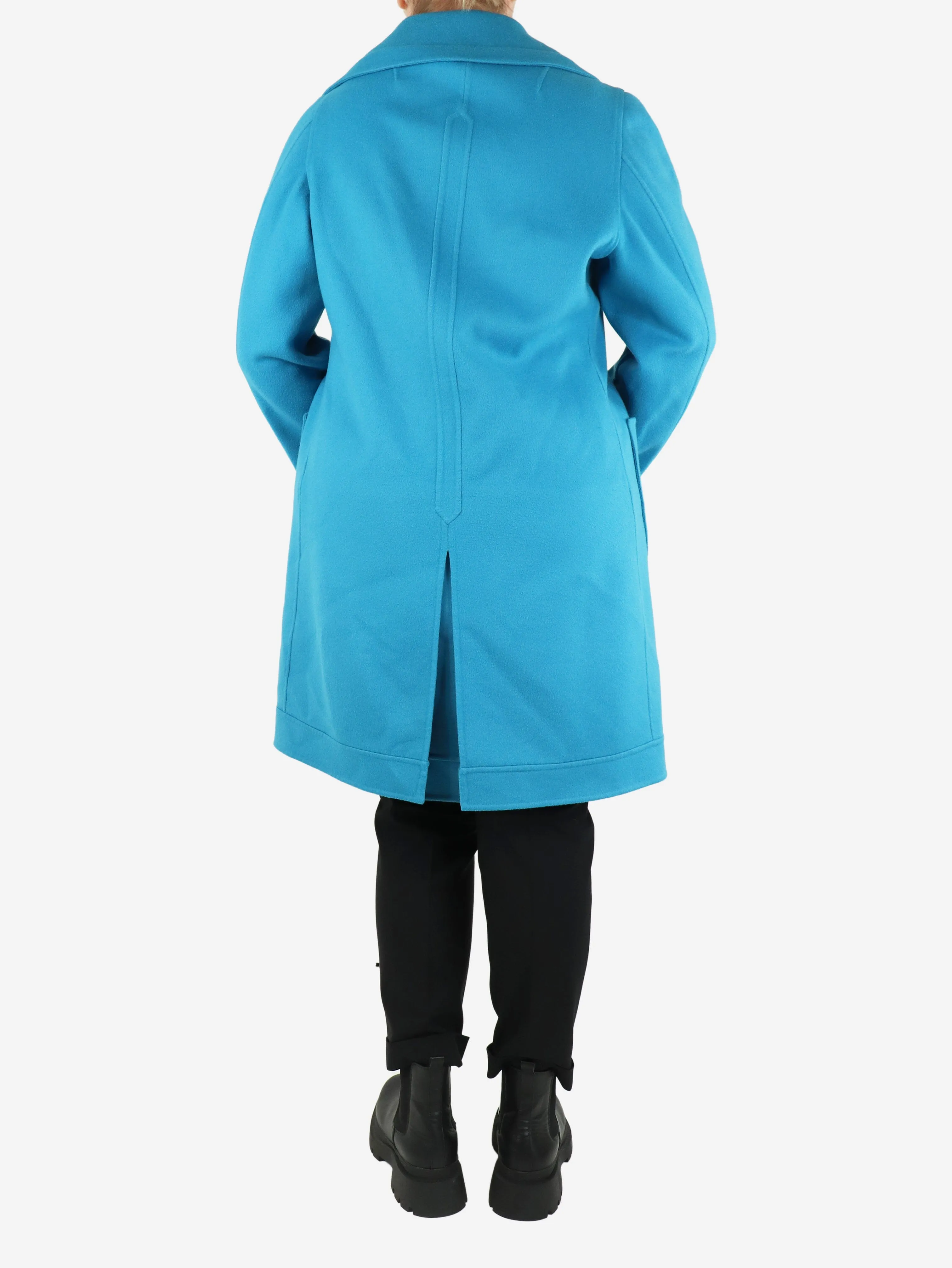 Bright blue wool coat - size UK 16