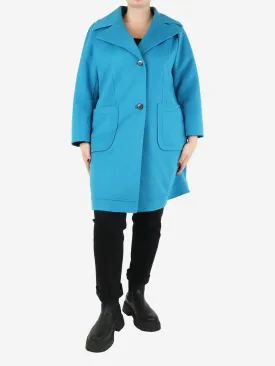 Bright blue wool coat - size UK 16