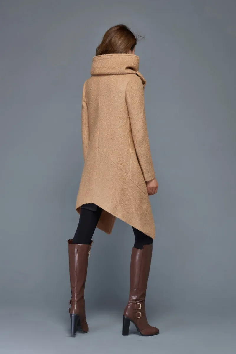 Brown Asymmetrical Winter Wool Coat C959