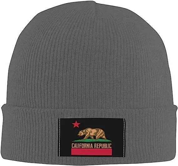 CALIFORNIA REPUBLIC Flag Patch 3M Thinsulate Beanie - Men's Designer Headwear Hat