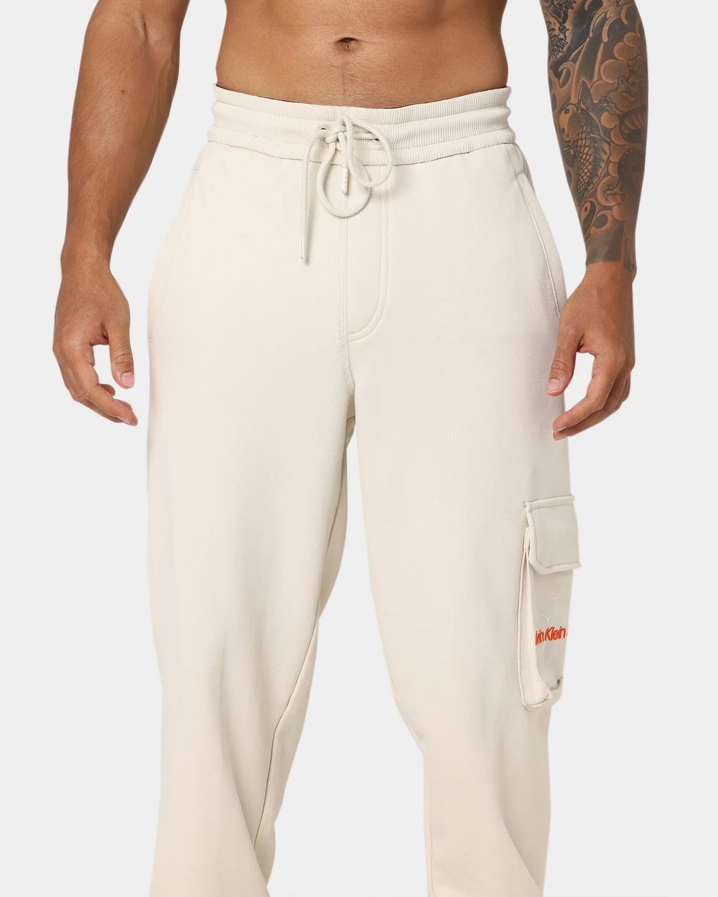 Calvin Klein Two Tone Monogram HWK Pants Eggshell