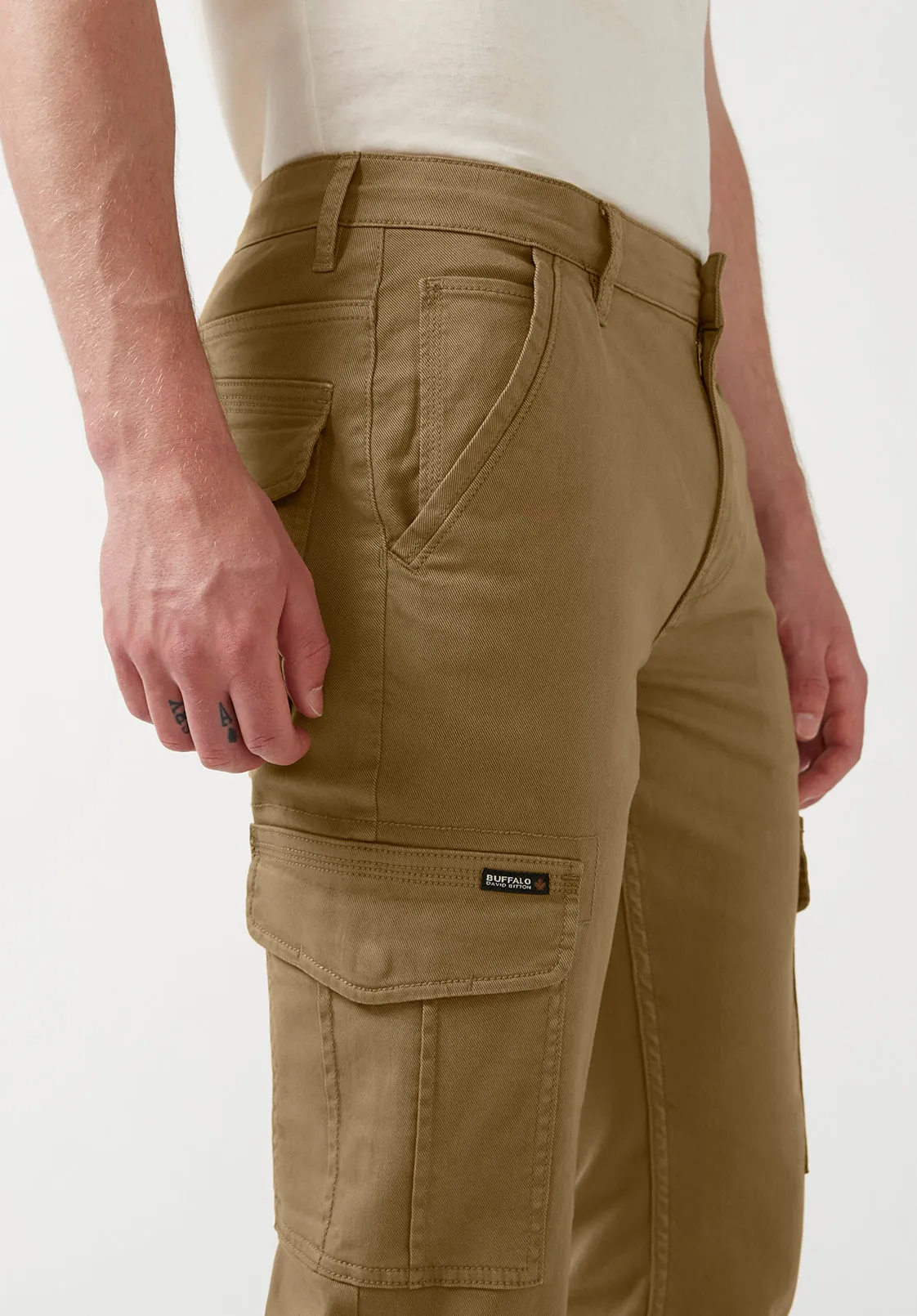 Cargo Joe Men's Straight Leg Pants in Dark Beige - BM22929