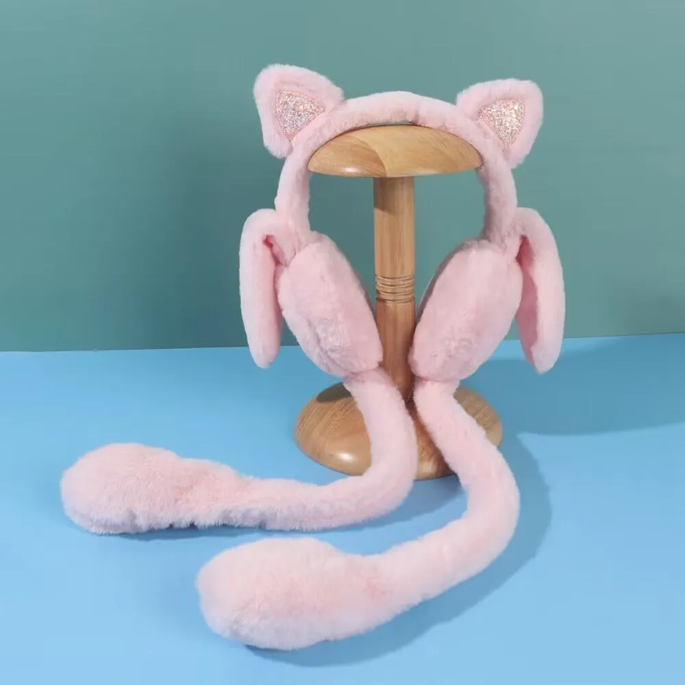 Cat Earmuffs with Flapping Ears (Squeeze Tails)