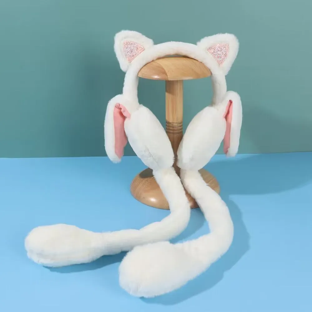 Cat Earmuffs with Flapping Ears (Squeeze Tails)