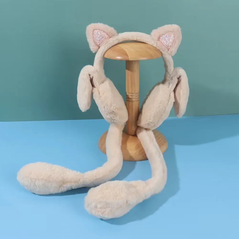 Cat Earmuffs with Flapping Ears (Squeeze Tails)