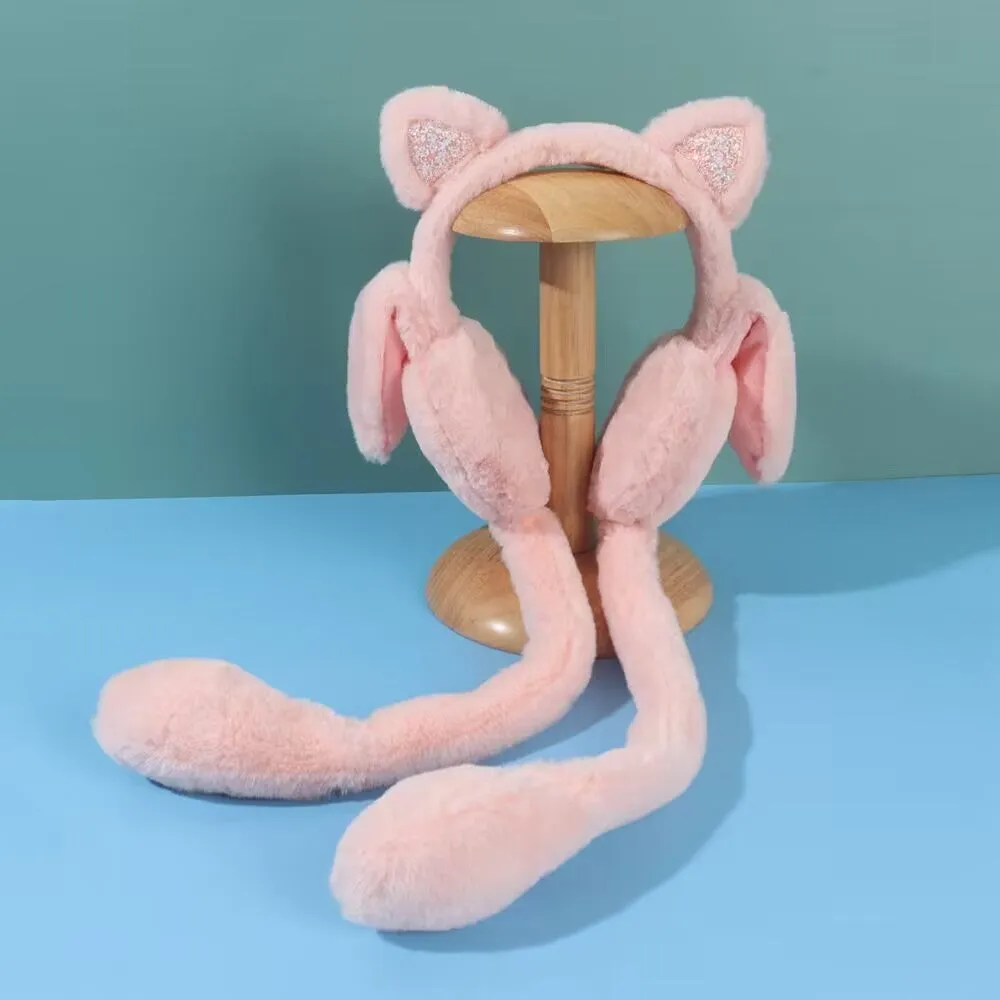 Cat Earmuffs with Flapping Ears (Squeeze Tails)