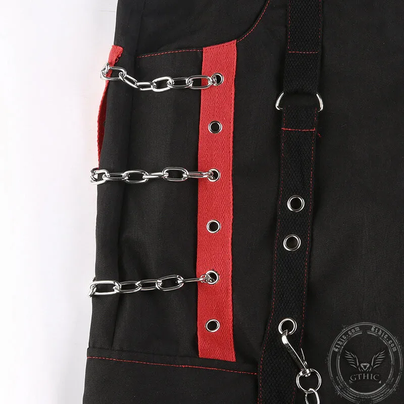 Chain Design Polyester Cargo Pants