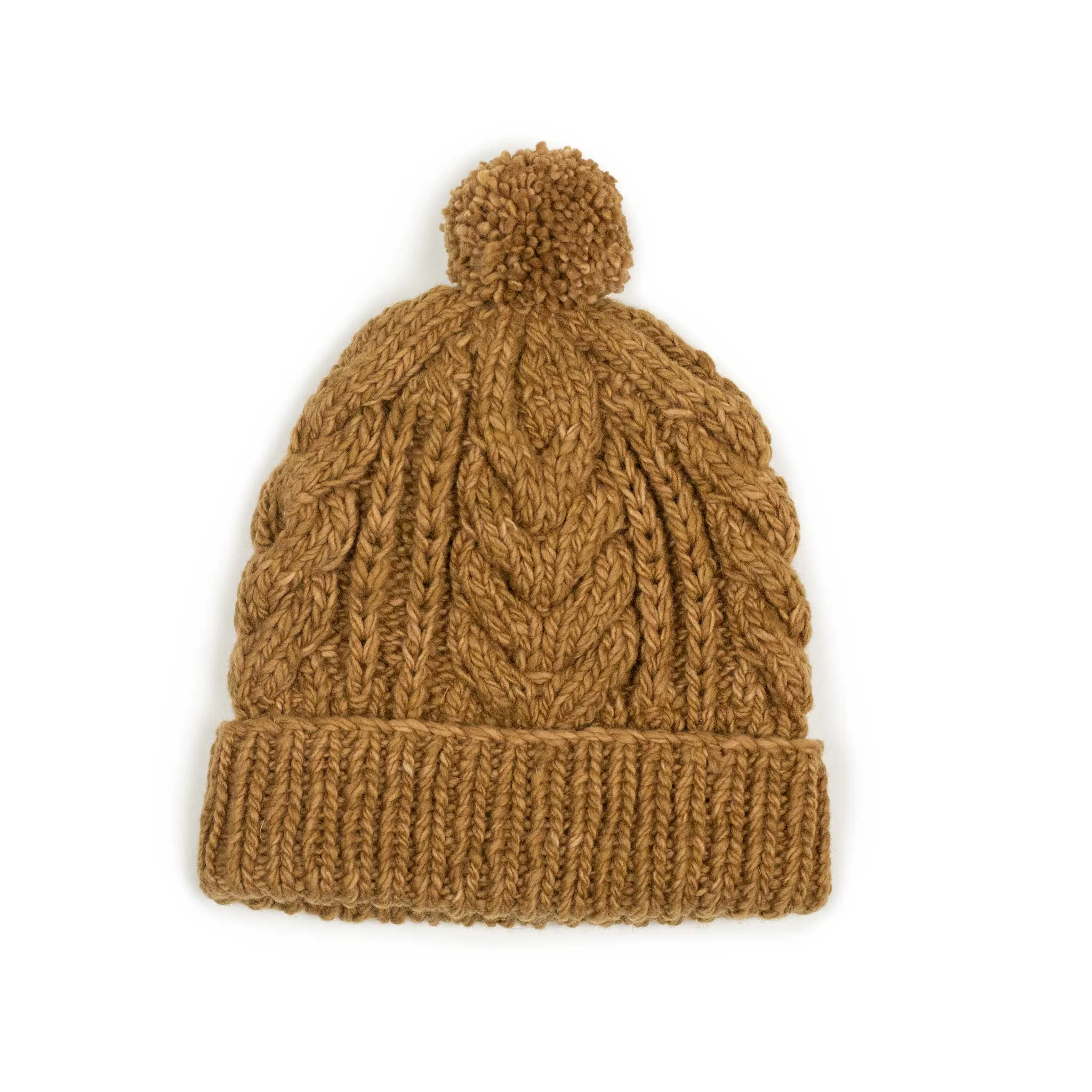 Chamula hand-knit Fisherman Cap in Dark Gold wool