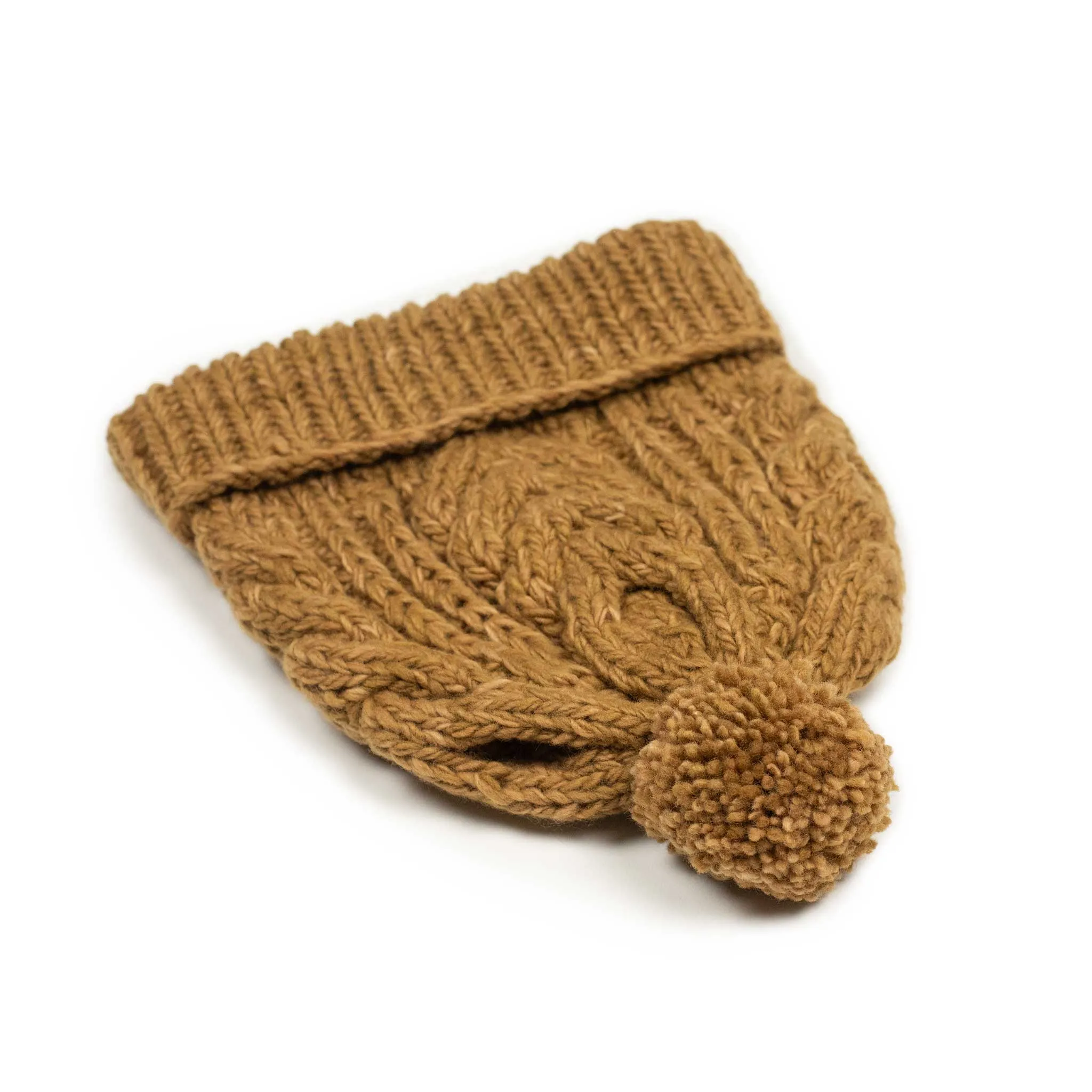 Chamula hand-knit Fisherman Cap in Dark Gold wool