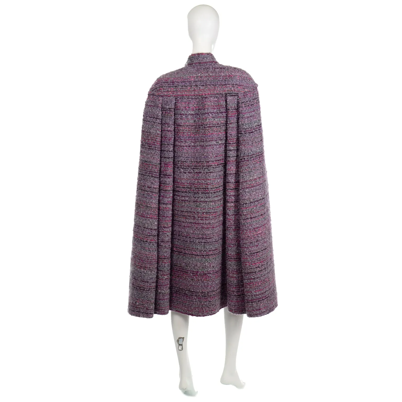 Chanel Haute Couture Vintage Purple Wool Boucle Cape w Lion Buttons