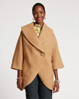 Cocoon Shawl Collar Wool Coat Camel