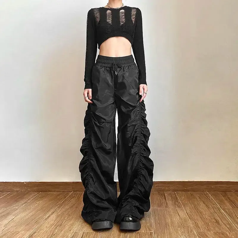 Comfortable Halloween High-Waist Black Baggy Pants