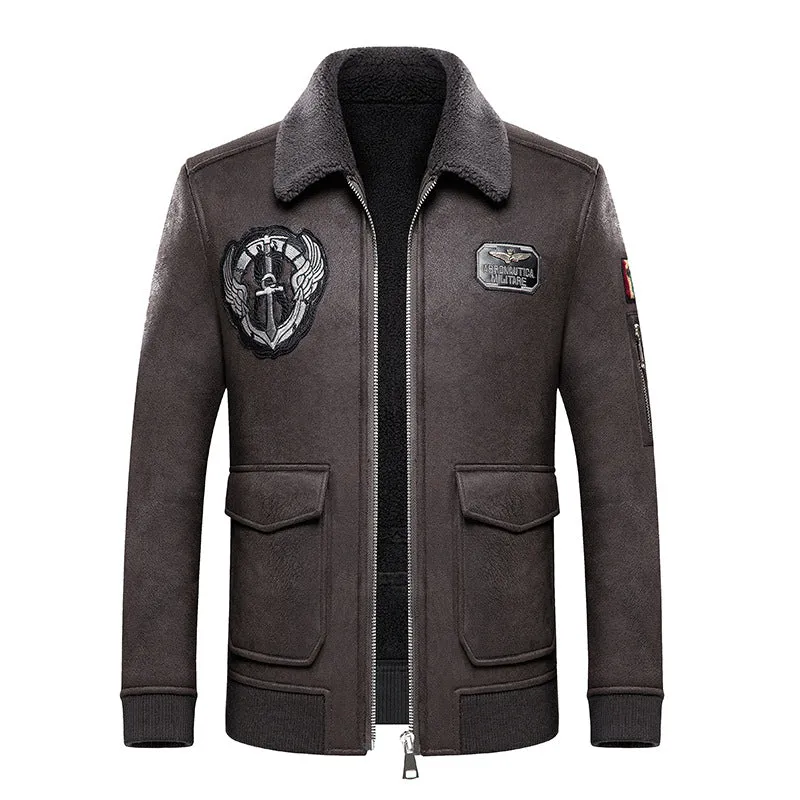 Elegant and High Quality body men's embroidered Leather coat JACKET