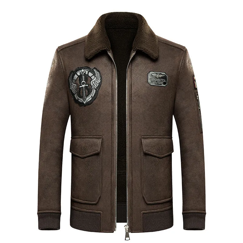 Elegant and High Quality body men's embroidered Leather coat JACKET