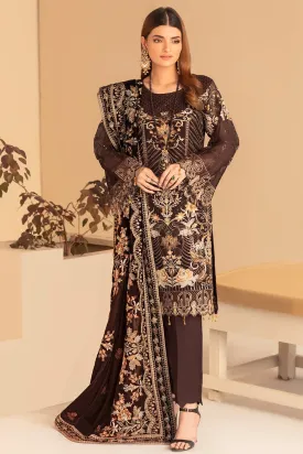 Fancy Pakistani Dress in Chocolate Brown Shade #PF274