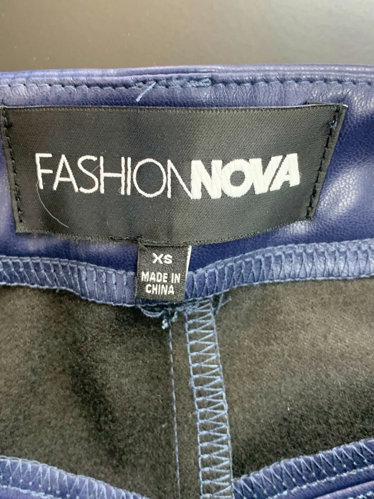 Fashion Nova Navy Faux Leather Cargo Pants XS