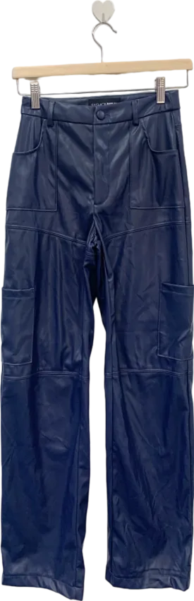 Fashion Nova Navy Faux Leather Cargo Pants XS