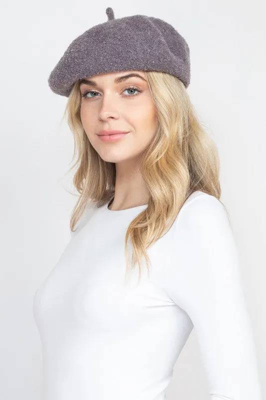 French Royalty Fleece Beige Beret Hat