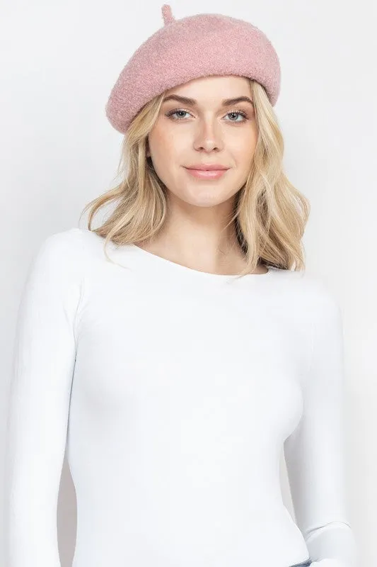 French Royalty Fleece Beige Beret Hat