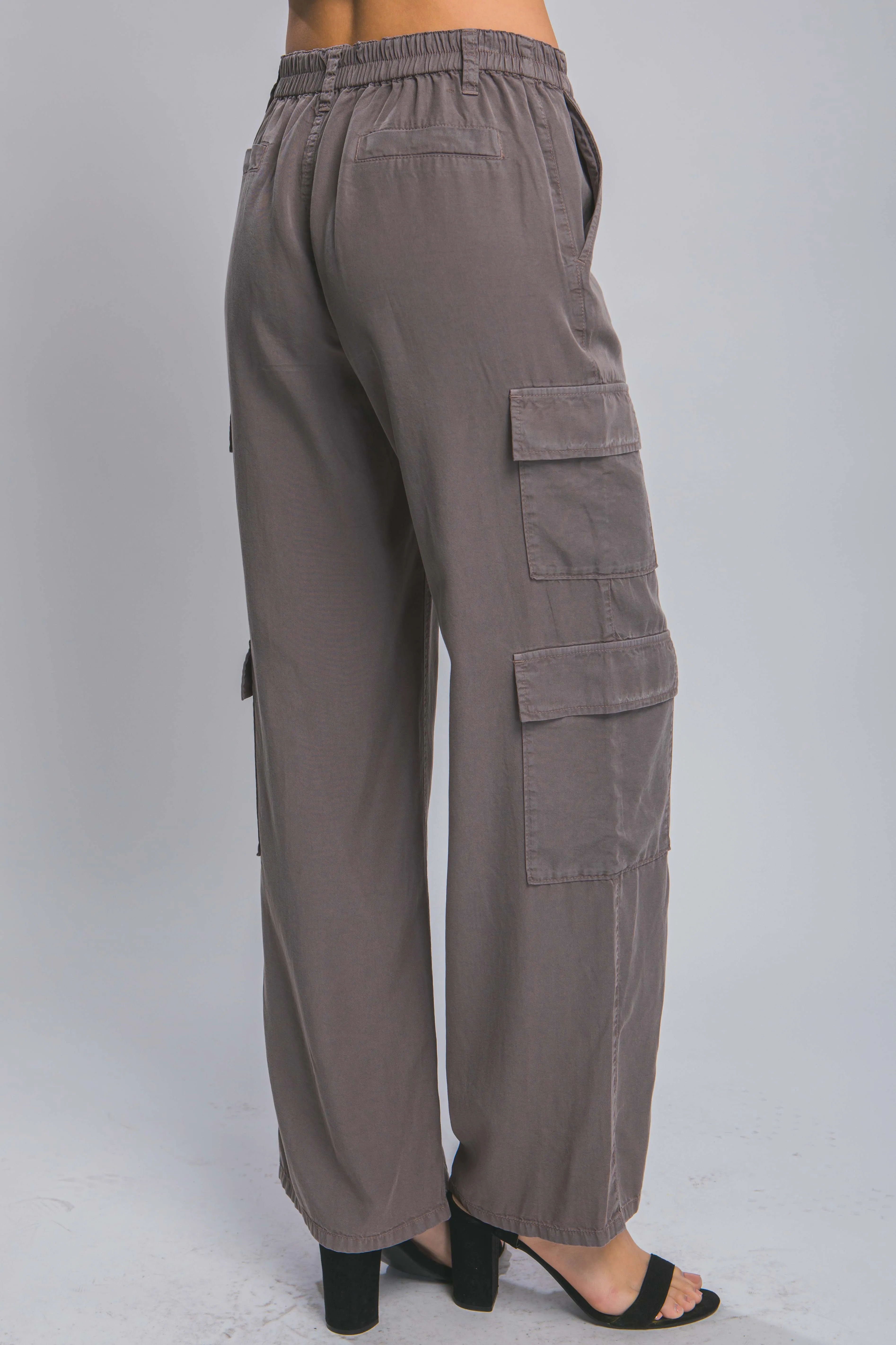 Full-length Tencel Pants With Cargo Pockets