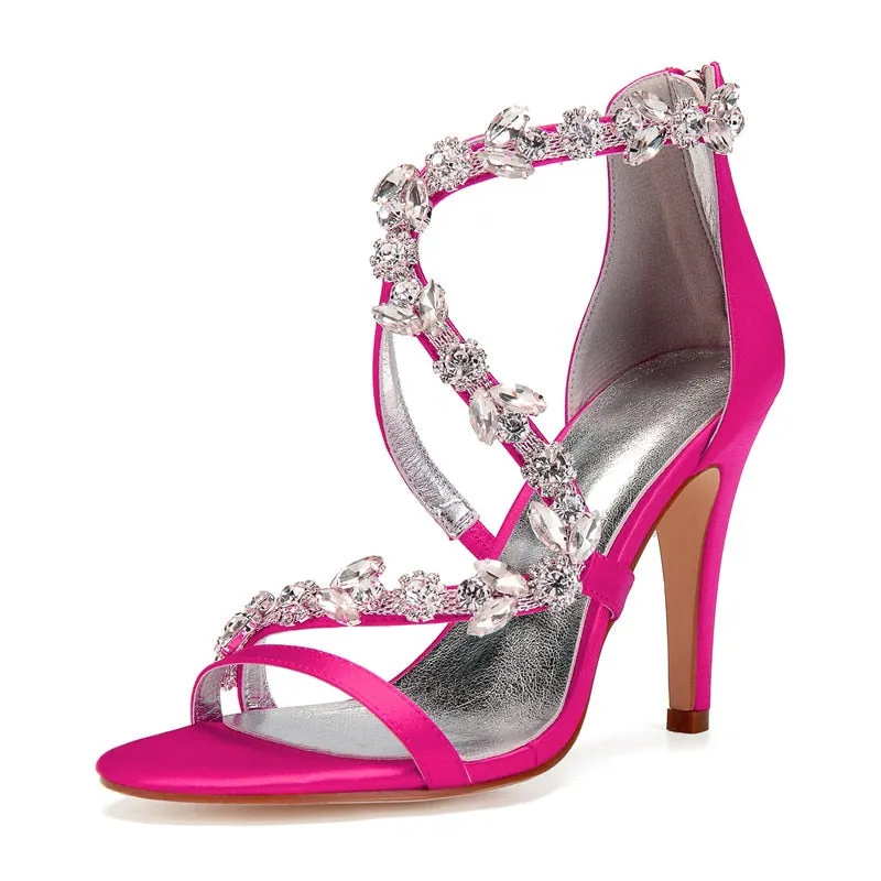 Funki Buys | Shoes | Women's Satin Crystal Bridal Prom Stilettos