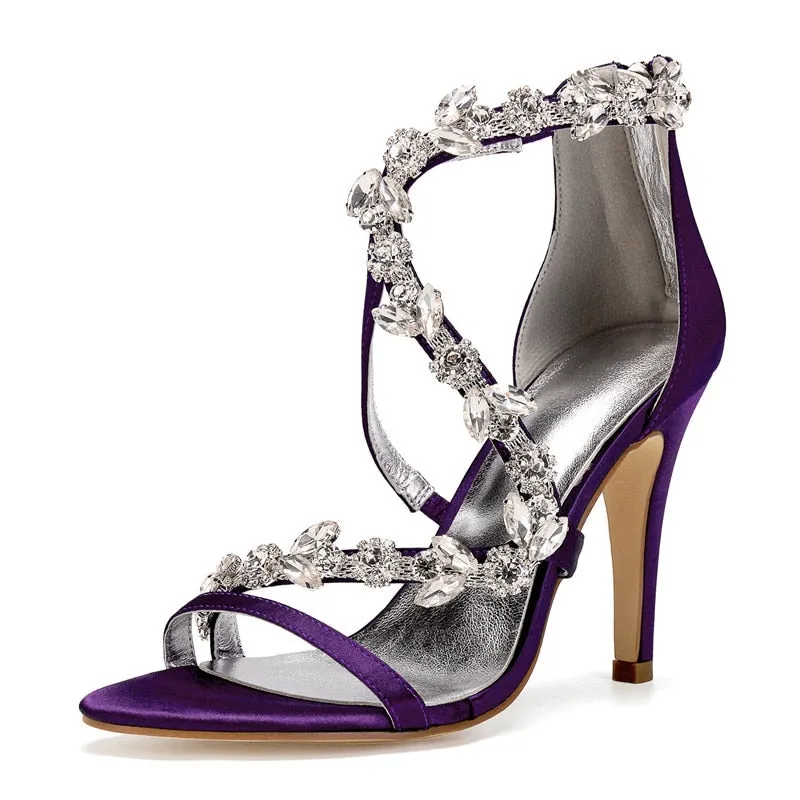 Funki Buys | Shoes | Women's Satin Crystal Bridal Prom Stilettos