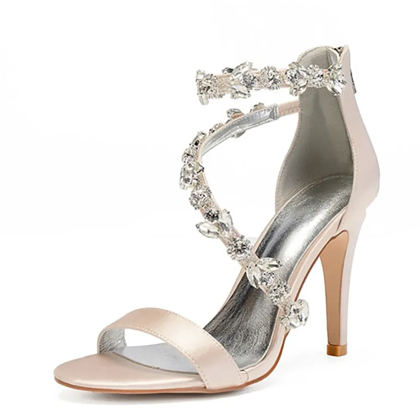 Funki Buys | Shoes | Women's Satin Crystal Bridal Prom Stilettos