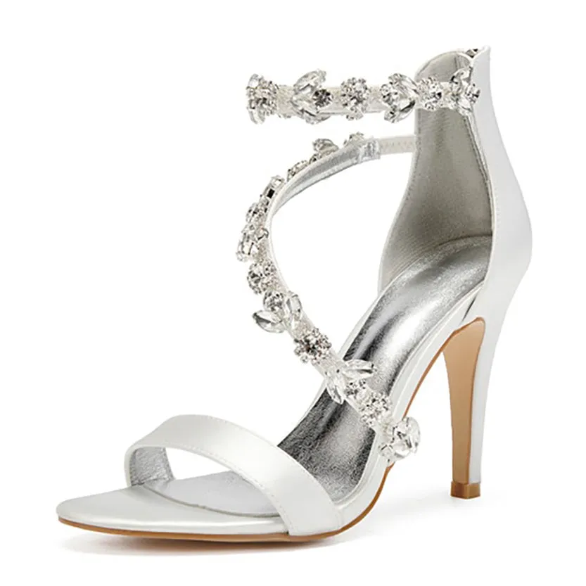 Funki Buys | Shoes | Women's Satin Crystal Bridal Prom Stilettos