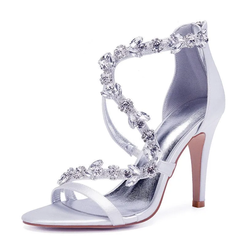 Funki Buys | Shoes | Women's Satin Crystal Bridal Prom Stilettos