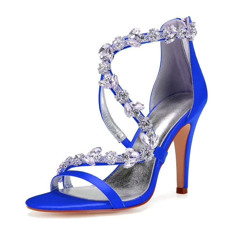 Funki Buys | Shoes | Women's Satin Crystal Bridal Prom Stilettos