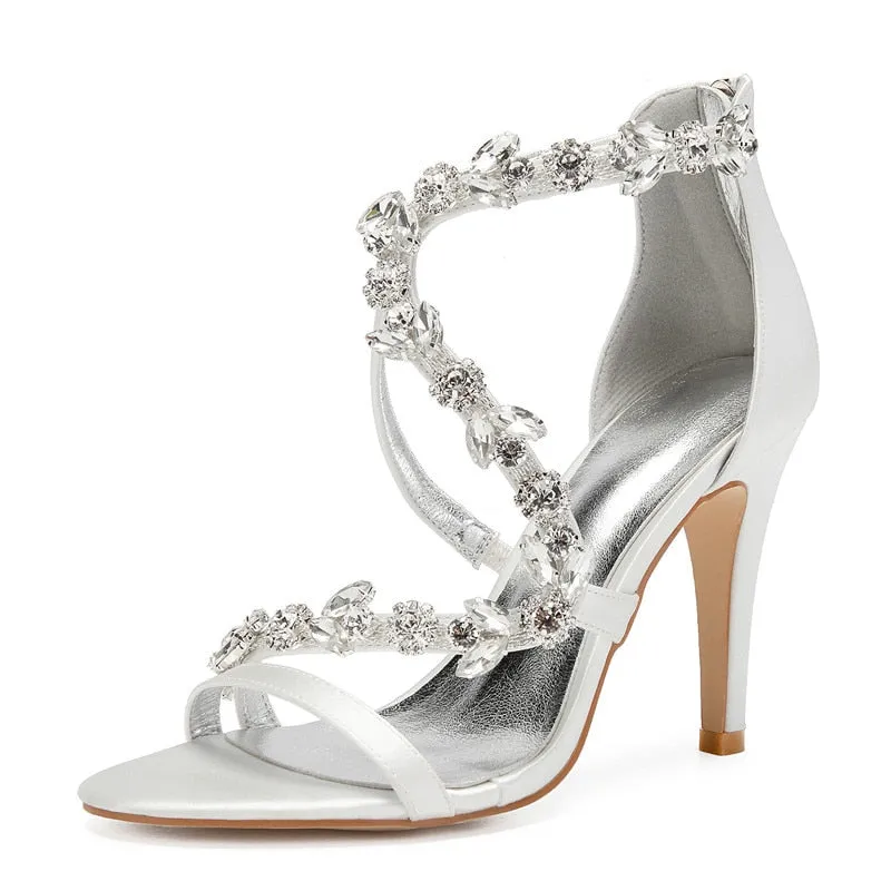 Funki Buys | Shoes | Women's Satin Crystal Bridal Prom Stilettos