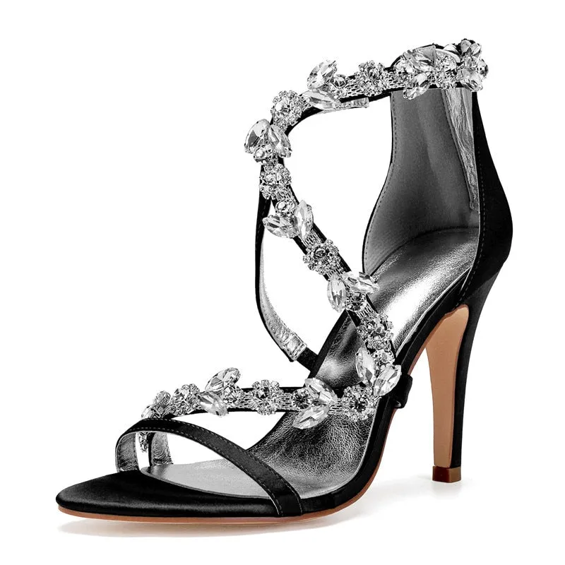 Funki Buys | Shoes | Women's Satin Crystal Bridal Prom Stilettos