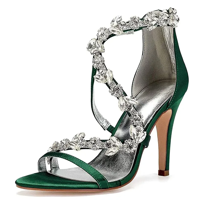 Funki Buys | Shoes | Women's Satin Crystal Bridal Prom Stilettos