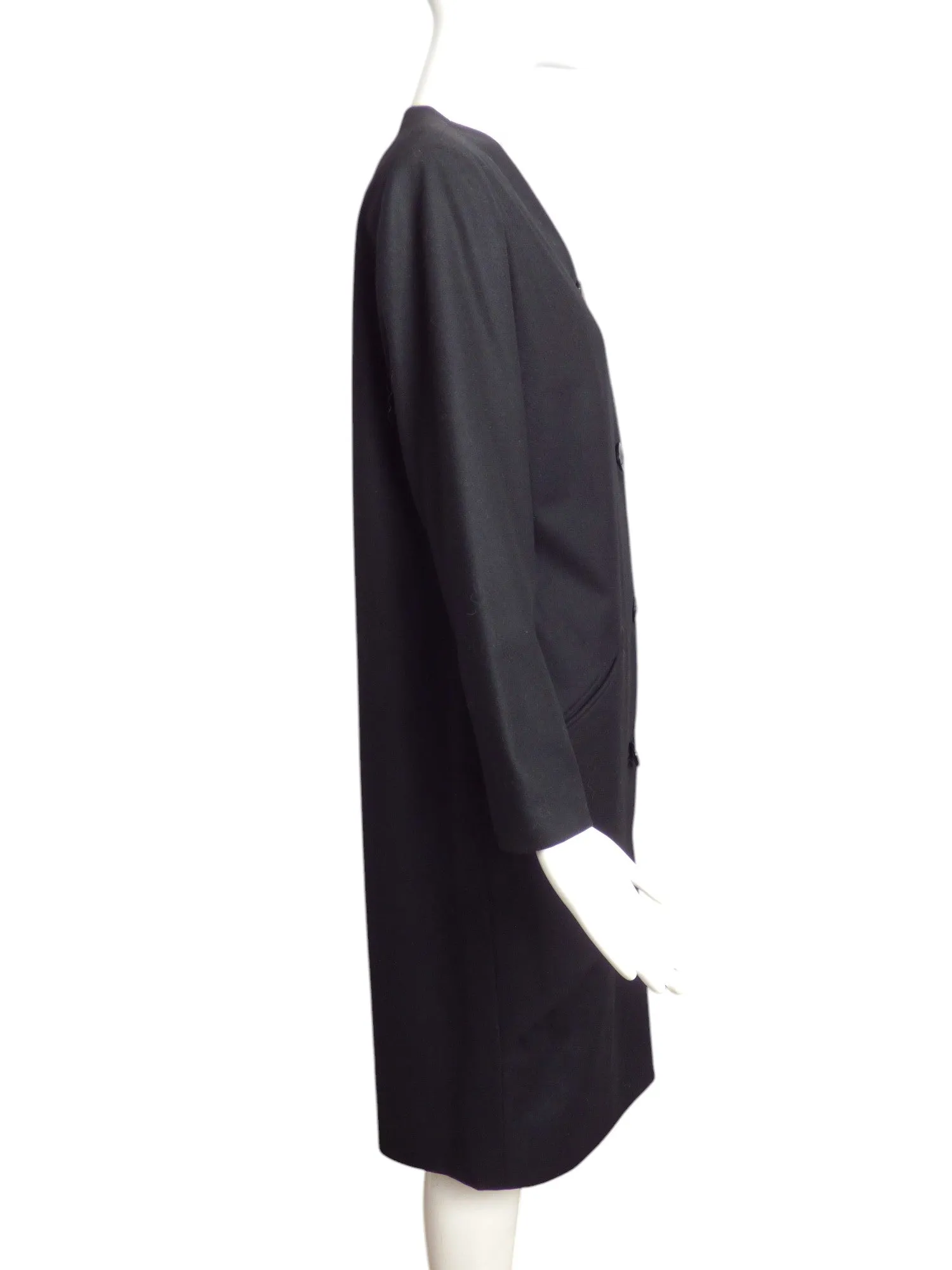 GALANOS- 1980s Black Wool Coat Dress, Size 10