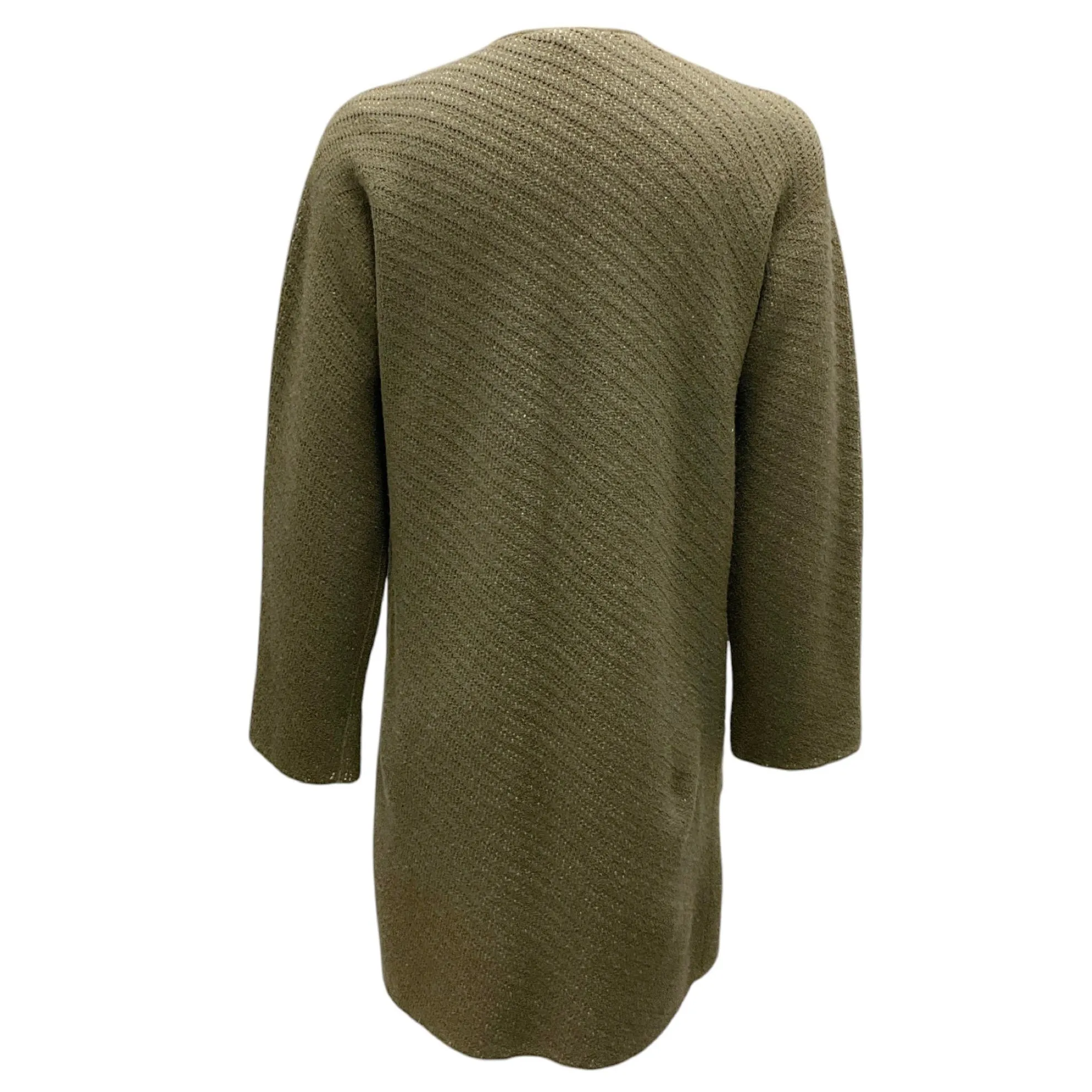 Giorgio Armani Olive Green / Beige Double Breasted Wool Knit Coat