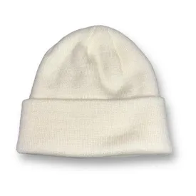 Girls One Size White Knit Beanie Hat